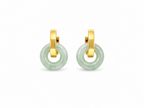 A Grade Jade Donut With Stainless Steel Loop Earring