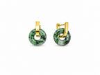 A Grade Jade Donut With Stainless Steel Loop Earring