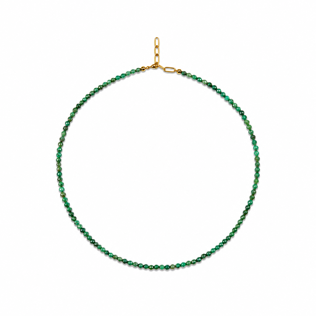 Emerald Beads Strand  3-3.5mm Stainless Steel Necklace