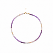 Amethyst, Rose Quartz & Light Citrine Beads Strand 3.5-4mm Stainless Steel Necklace