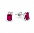Ruby Square Faceted 925 silver earring