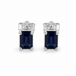 Sapphire Square Faceted 925 silver earring