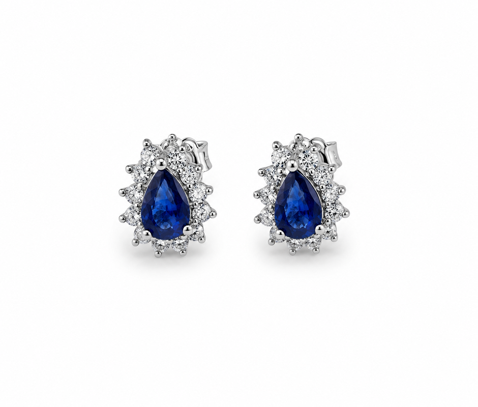 Sapphire Drop With Zirconia 925 silver earring