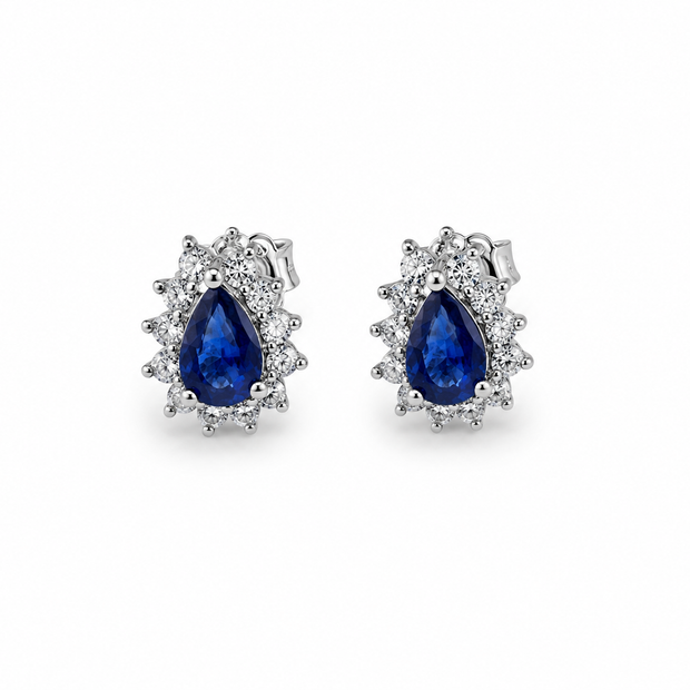 Sapphire Drop With Zirconia 925 silver earring