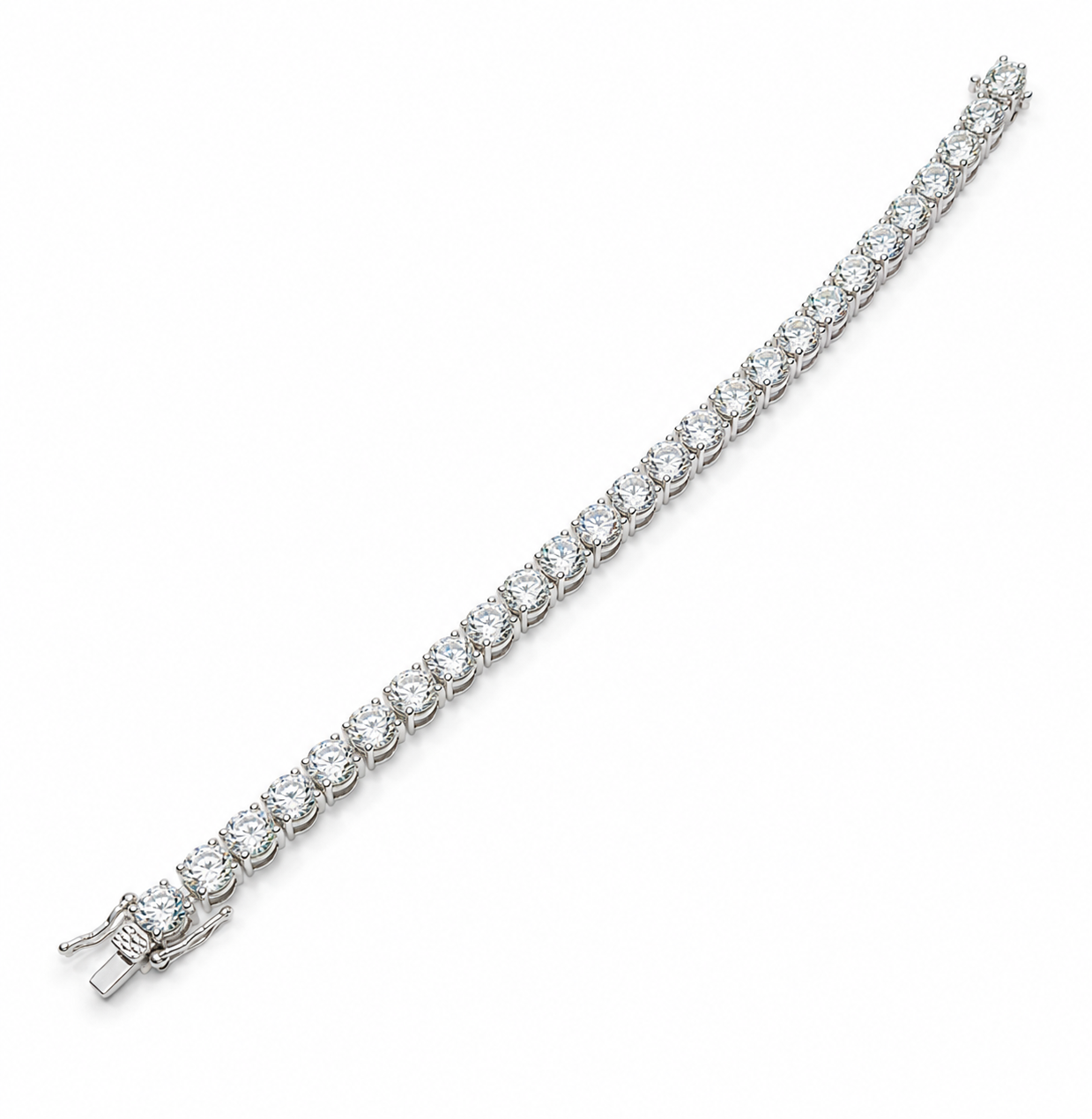 Moissanite 6mm Round Tennis 925 Silver Bracelet