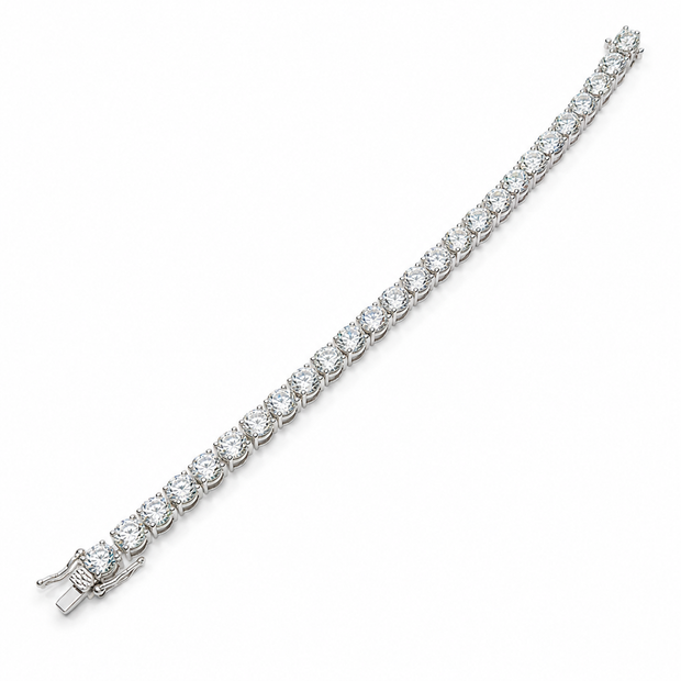Moissanite 6mm Round Tennis 925 Silver Bracelet