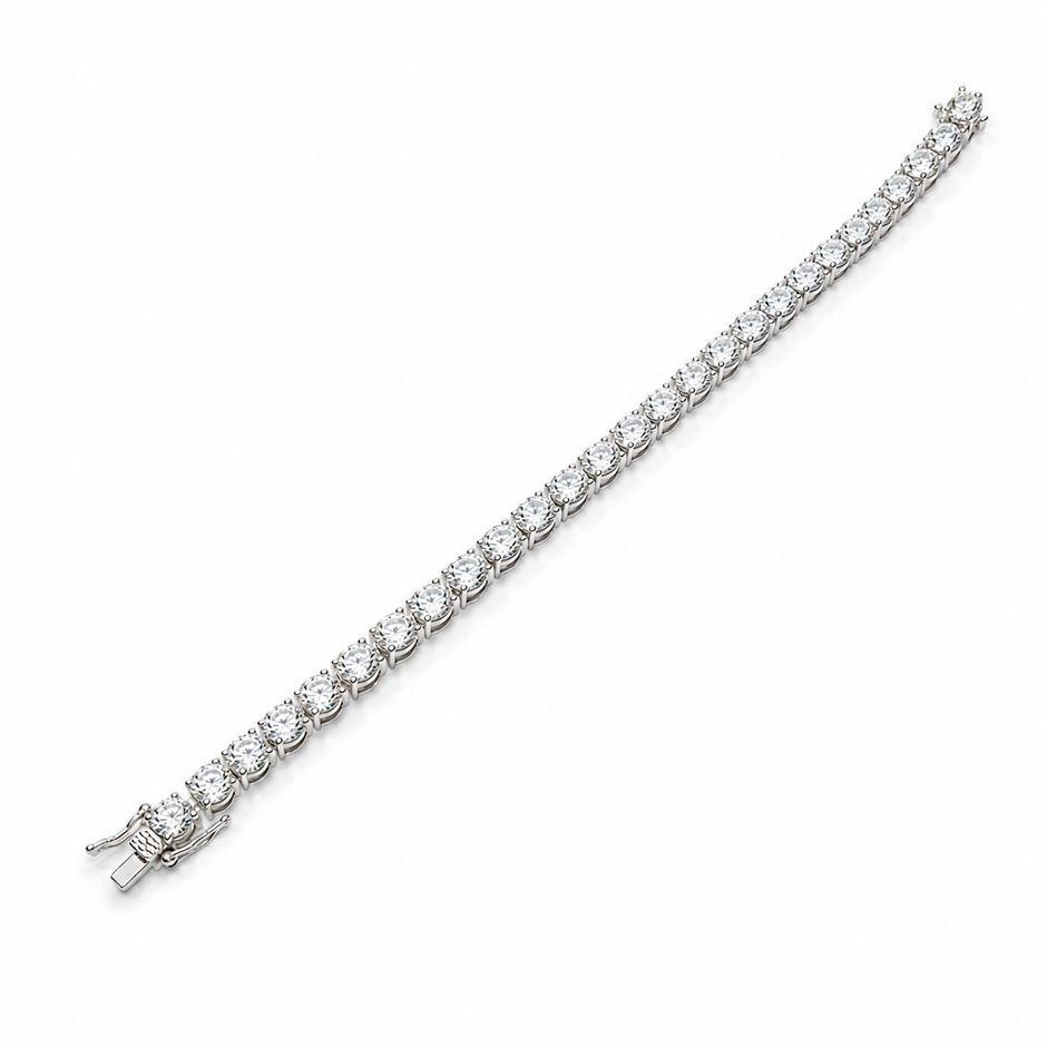 Moissanite 5mm Round Tennis 925 Silver Bracelet