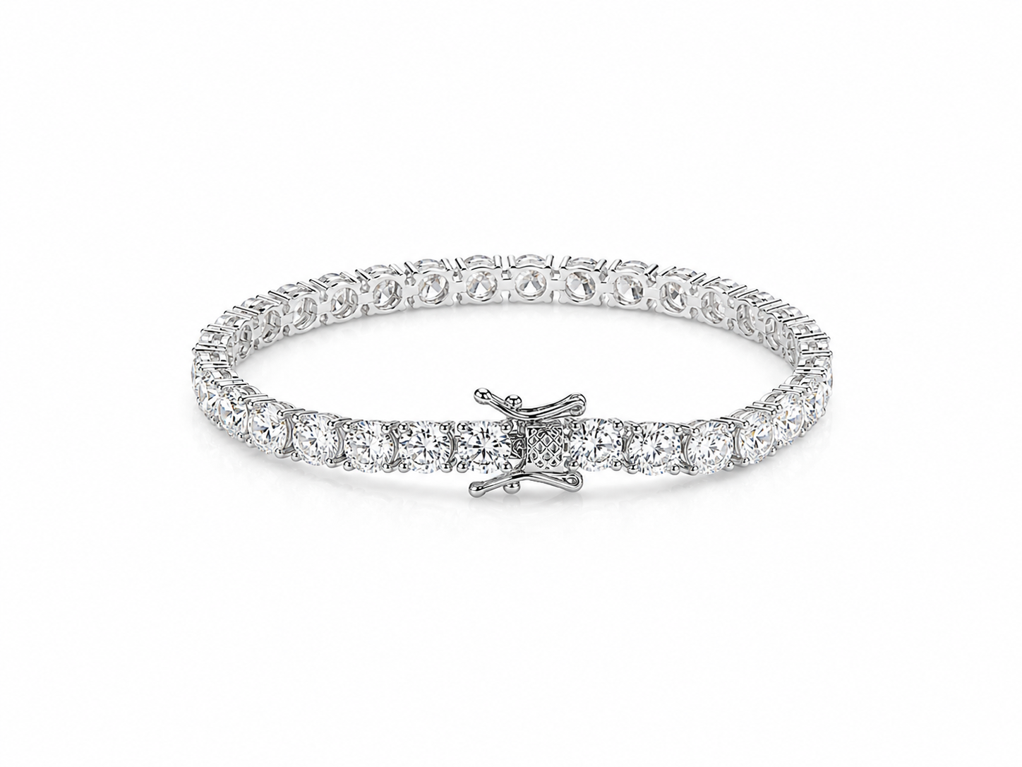 Moissanite 5mm Round Tennis 925 Silver Bracelet