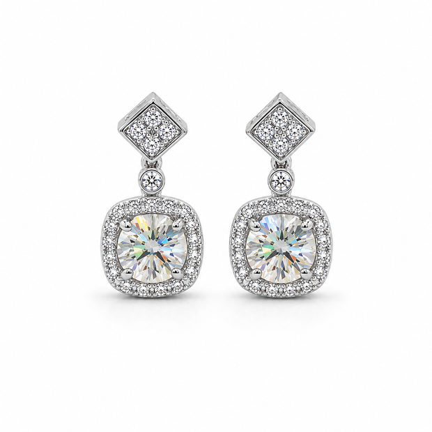 Moissanite 1.0ct round With Cubic Zirconia 925 silver earring
