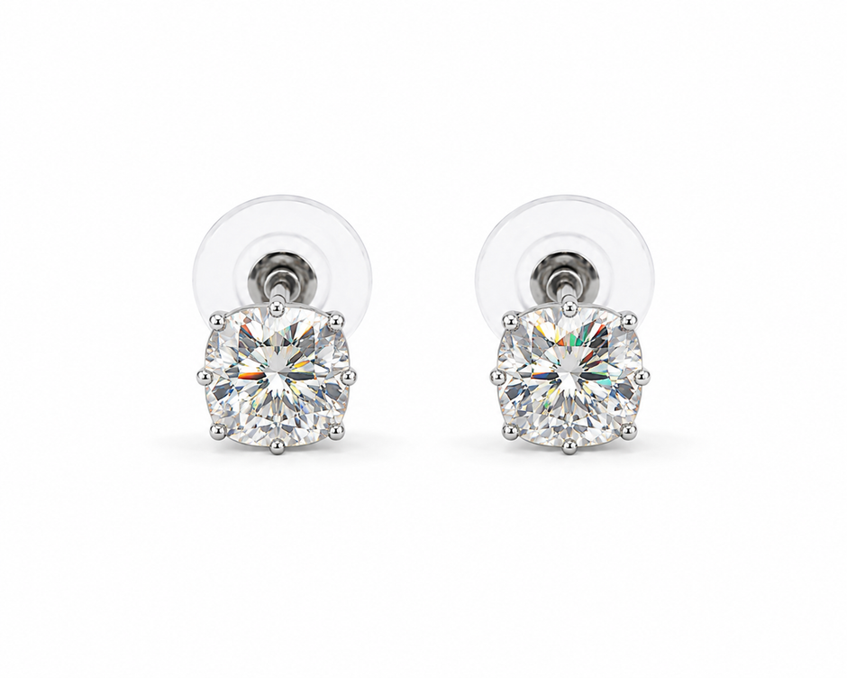 Moissanite 2.0ct Cushion Crown 925 silver earring