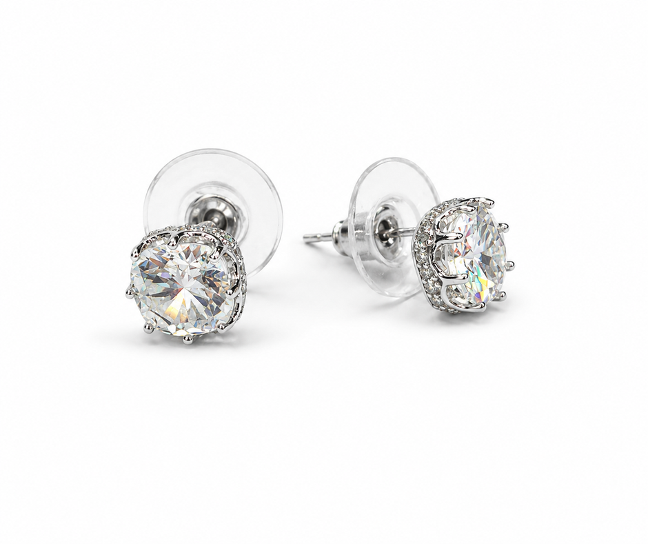 Moissanite 2.0ct Cushion Crown 925 silver earring