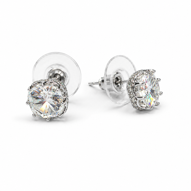 Moissanite 2.0ct Cushion Crown 925 silver earring