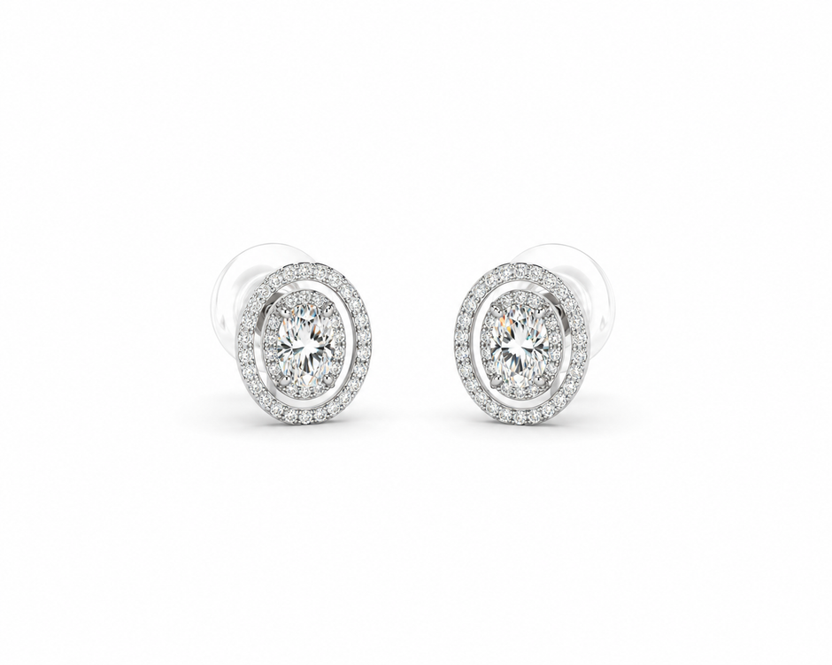 Moissanite 0.5ct Oval With Cubic Zirconia 925 silver earring