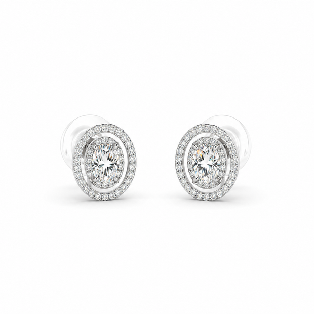 Moissanite 0.5ct Oval With Cubic Zirconia 925 silver earring