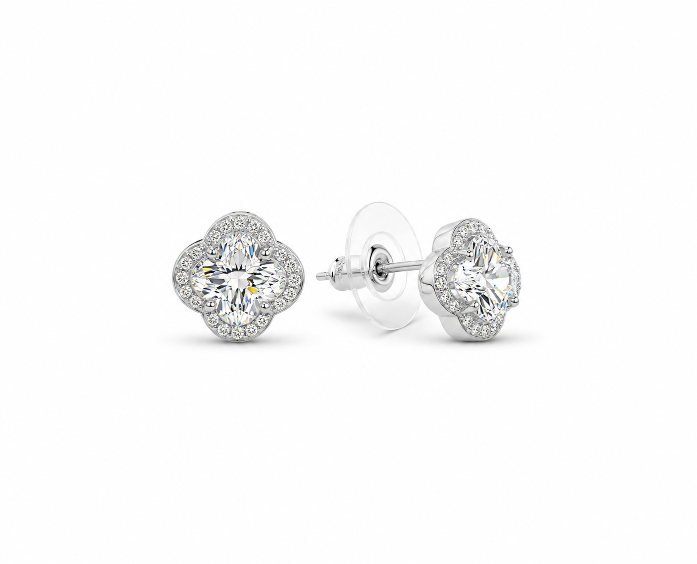 Moissanite Clover With Cubic Zirconia 925 silver earring
