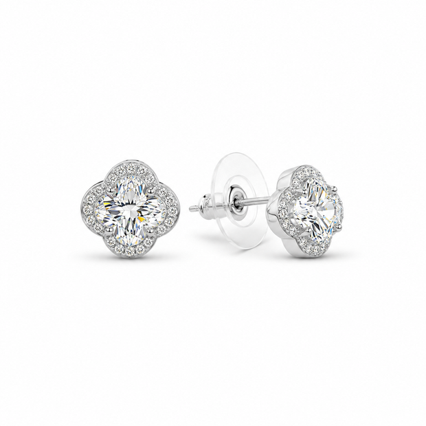 Moissanite Clover With Cubic Zirconia 925 silver earring