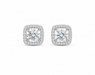 Moissanite 1.0ct round With Cubic Zirconia Square Frame 925 silver earring