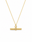 Stainless Steel T Bar Cubic Zirconia Pendant With Chain