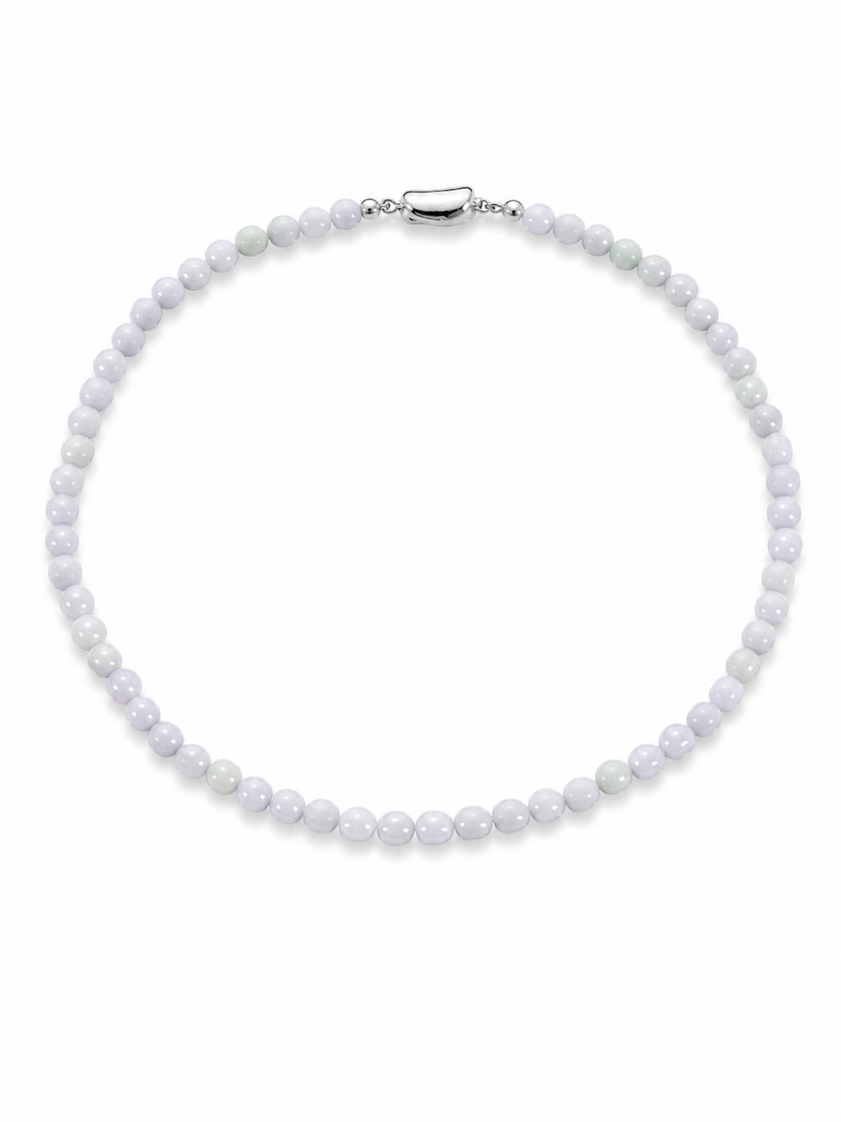 A Grade Light Lavender Jade 6mm Beads Necklace