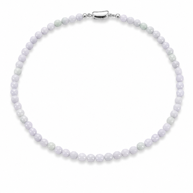 A Grade Light Lavender Jade 6mm Beads Necklace