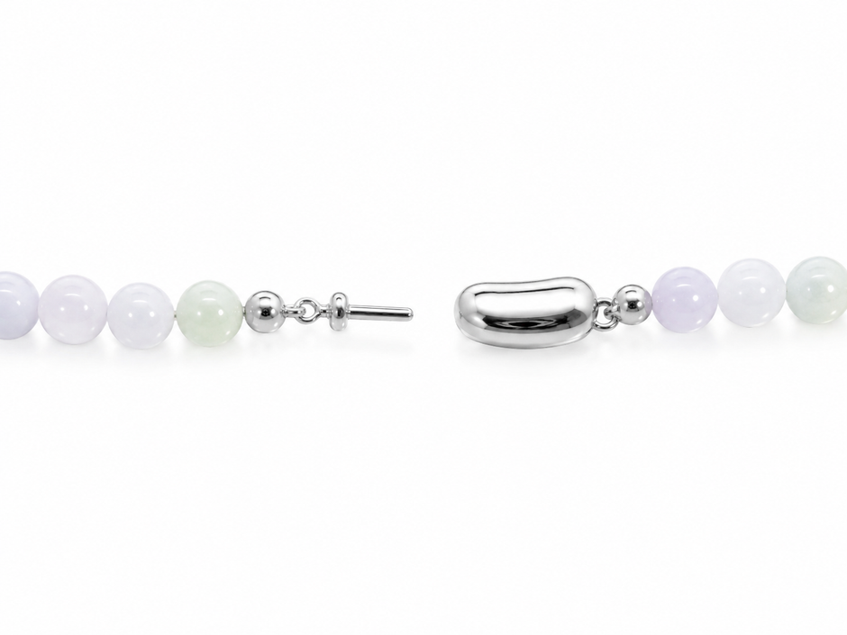 A Grade Light Lavender Jade 6mm Beads Necklace