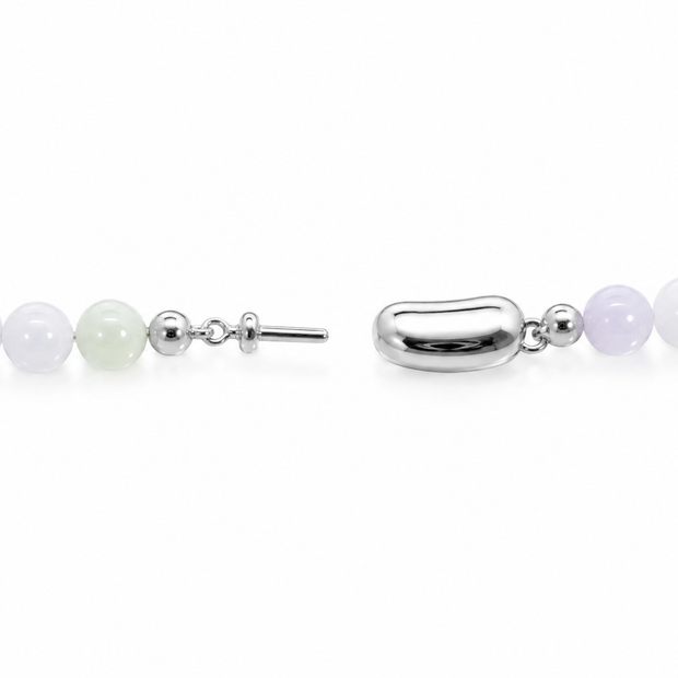 A Grade Light Lavender Jade 6mm Beads Necklace