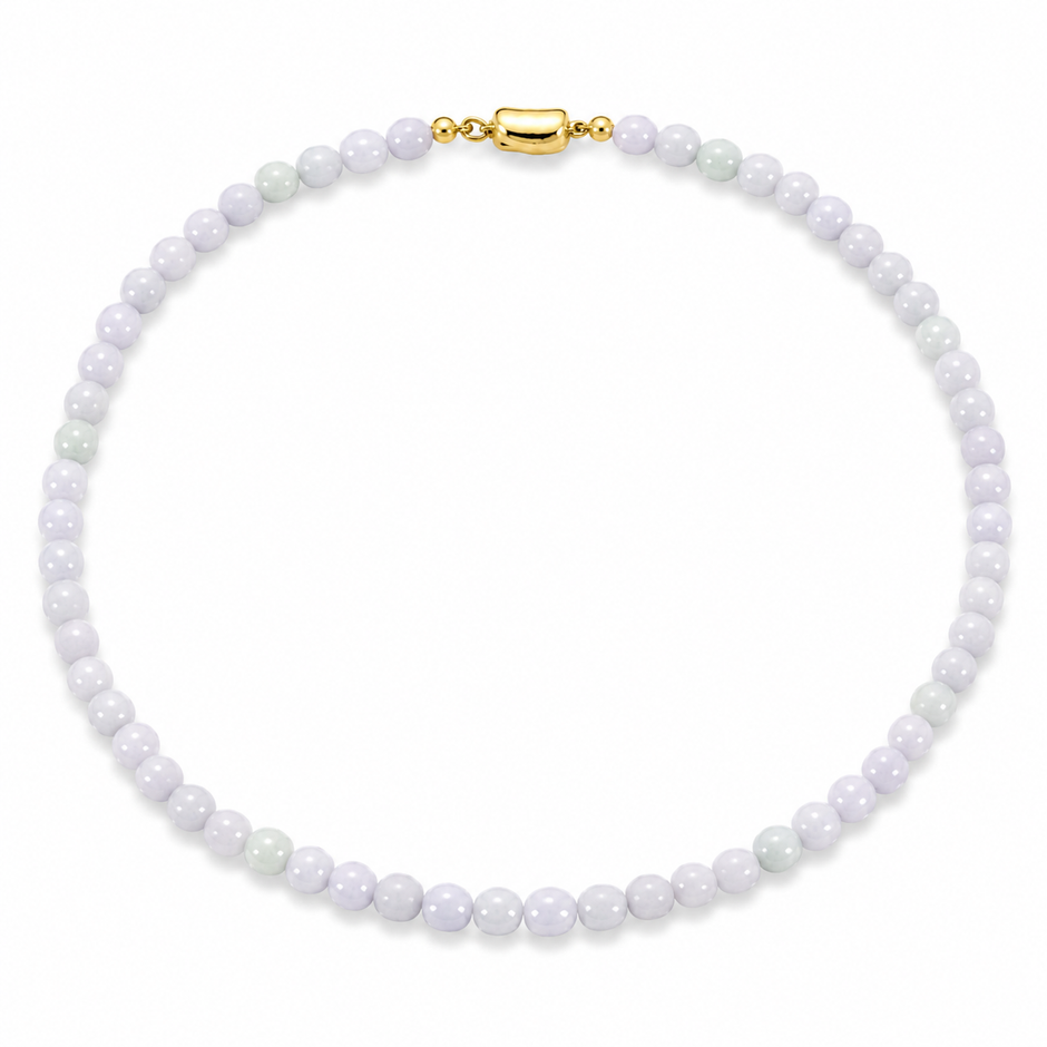 A Grade Light Lavender Jade 6mm Beads Necklace