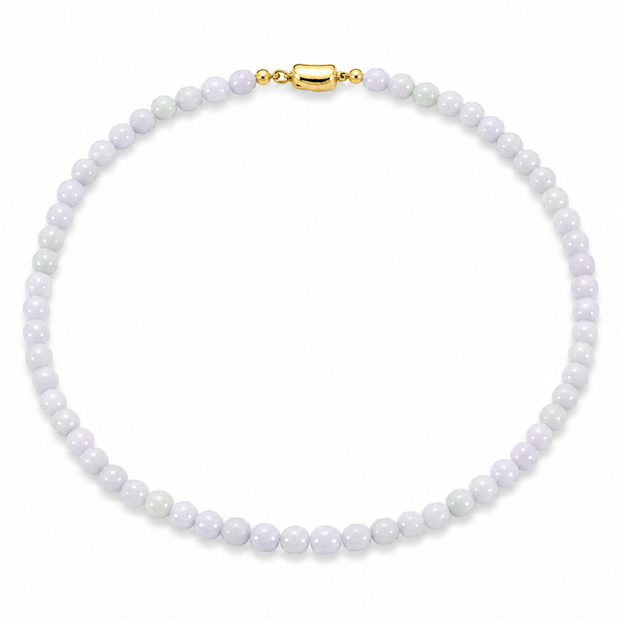 A Grade Light Lavender Jade 6mm Beads Necklace