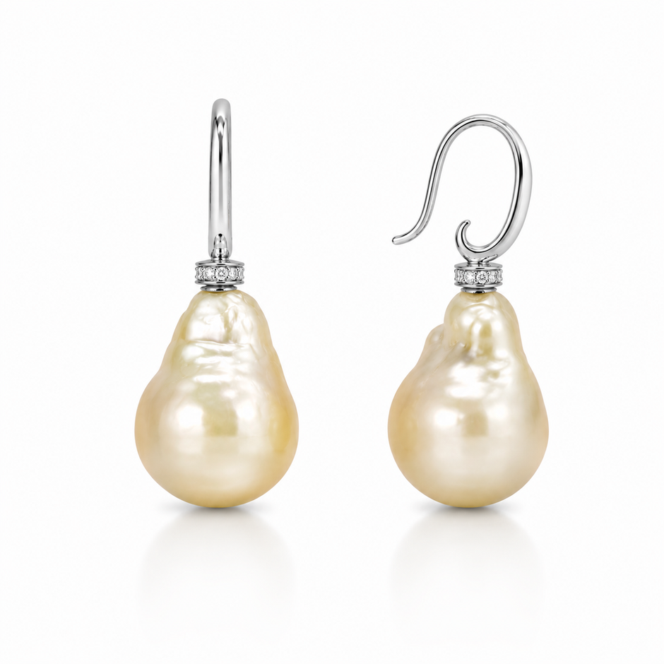 South Sea Pearl Baroque Cubic Zirconia 925 Earring