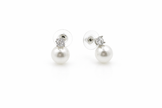 Shell pearl 10-10.5mm with zircon zinc alloy stud earring 10x15mm