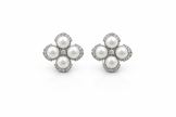 Fresh water pearl 6-6.5mm 4pcs zirconia zinc alloy earring 15.5x15.5mm