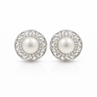 Fresh water pearl 4.5mm with zircon star zinc alloy earring 10x10mm