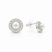 Fresh water pearl 4.5mm with zircon star zinc alloy earring 10x10mm
