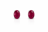 Ruby oval 925 silver earring 0.8x0.6mm