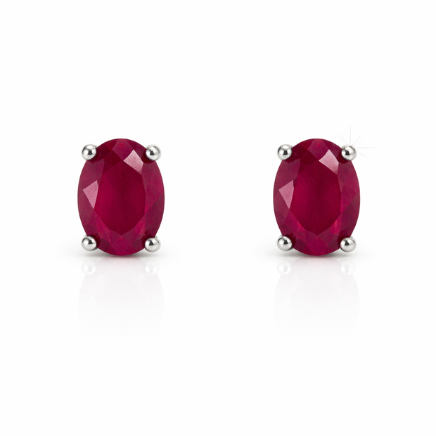 Ruby oval 925 silver earring 0.8x0.6mm