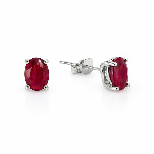 Ruby oval 925 silver earring 0.8x0.6mm