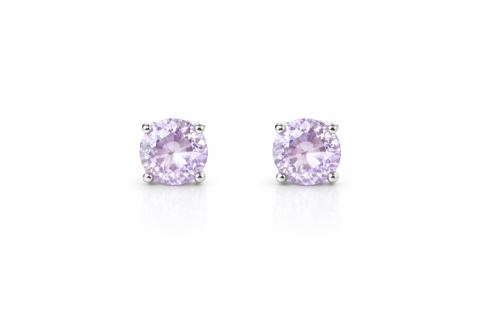 Amethyst round 925 silver earring 0.6mm