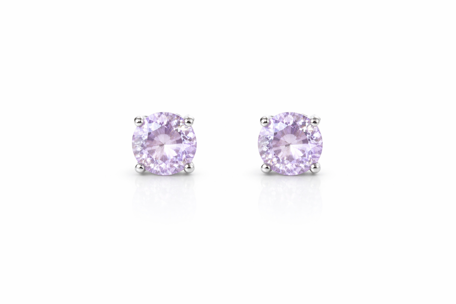 Amethyst round 925 silver earring 0.6mm