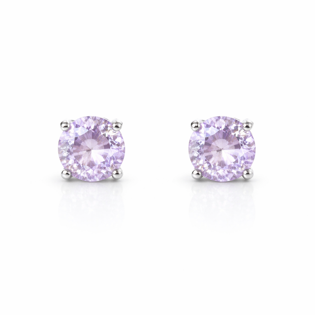 Amethyst round 925 silver earring 0.6mm