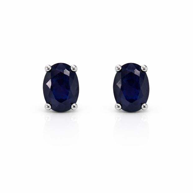 Sapphire oval 925 silver earring 0.8x0.6mm