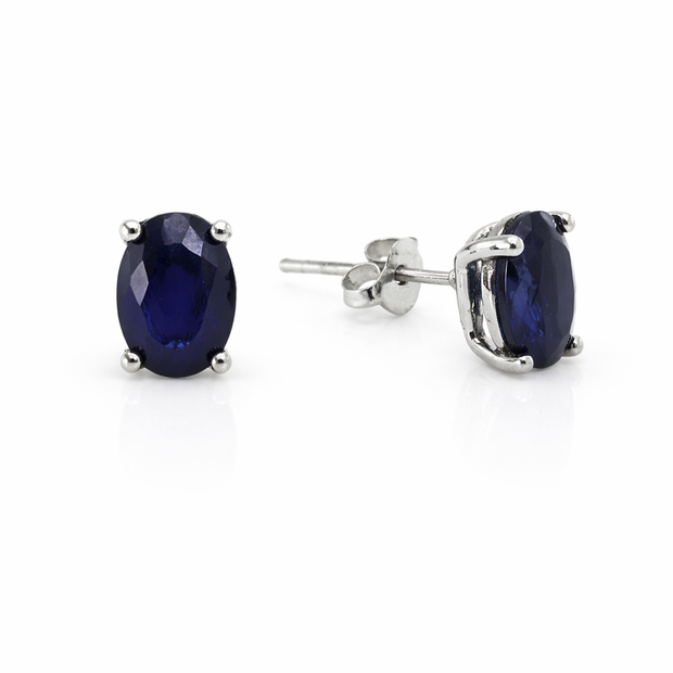 Sapphire oval 925 silver earring 0.8x0.6mm