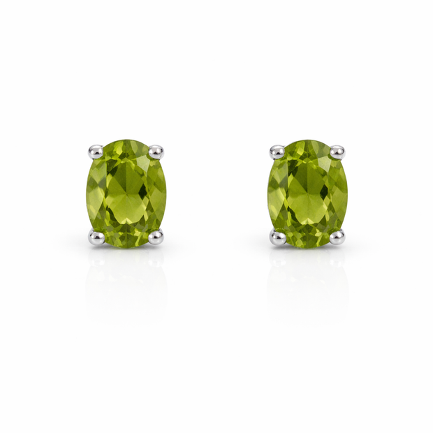 Peridot oval 925 silver earring 0.7x0.5mm