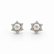 Fresh water pearl 6-6.5mm with zircon snowflake zinc alloy earring 10.5x10.5mm