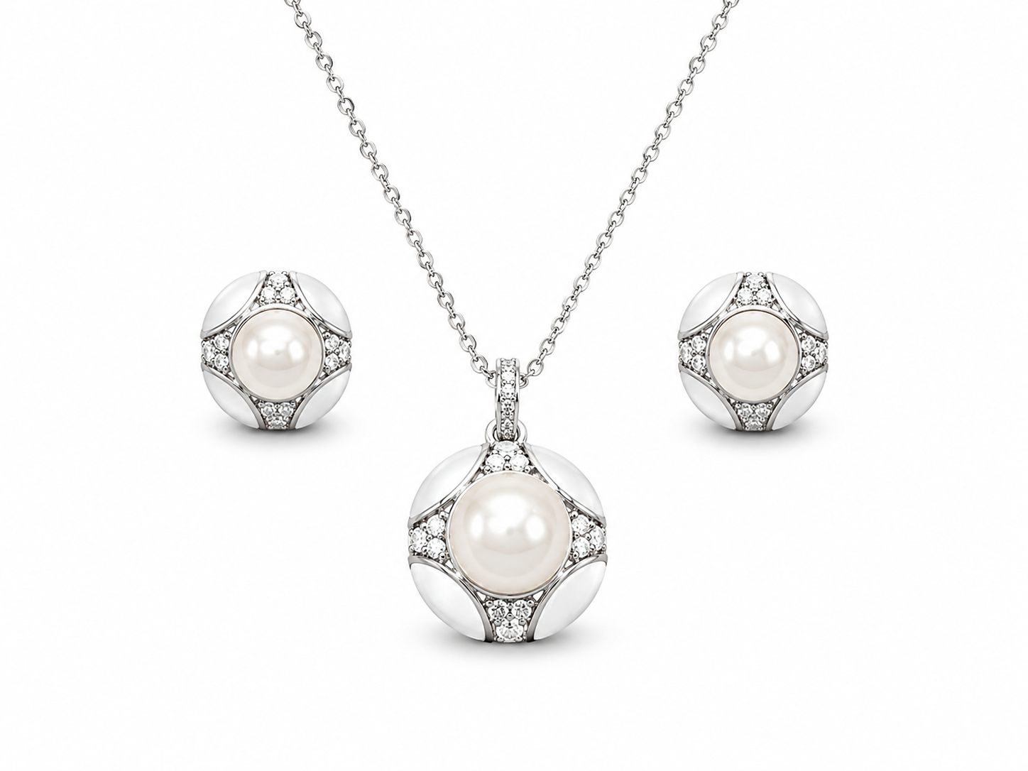 Fresh water pearl 9-10mm with mother of pearl earring and pendant alloy set