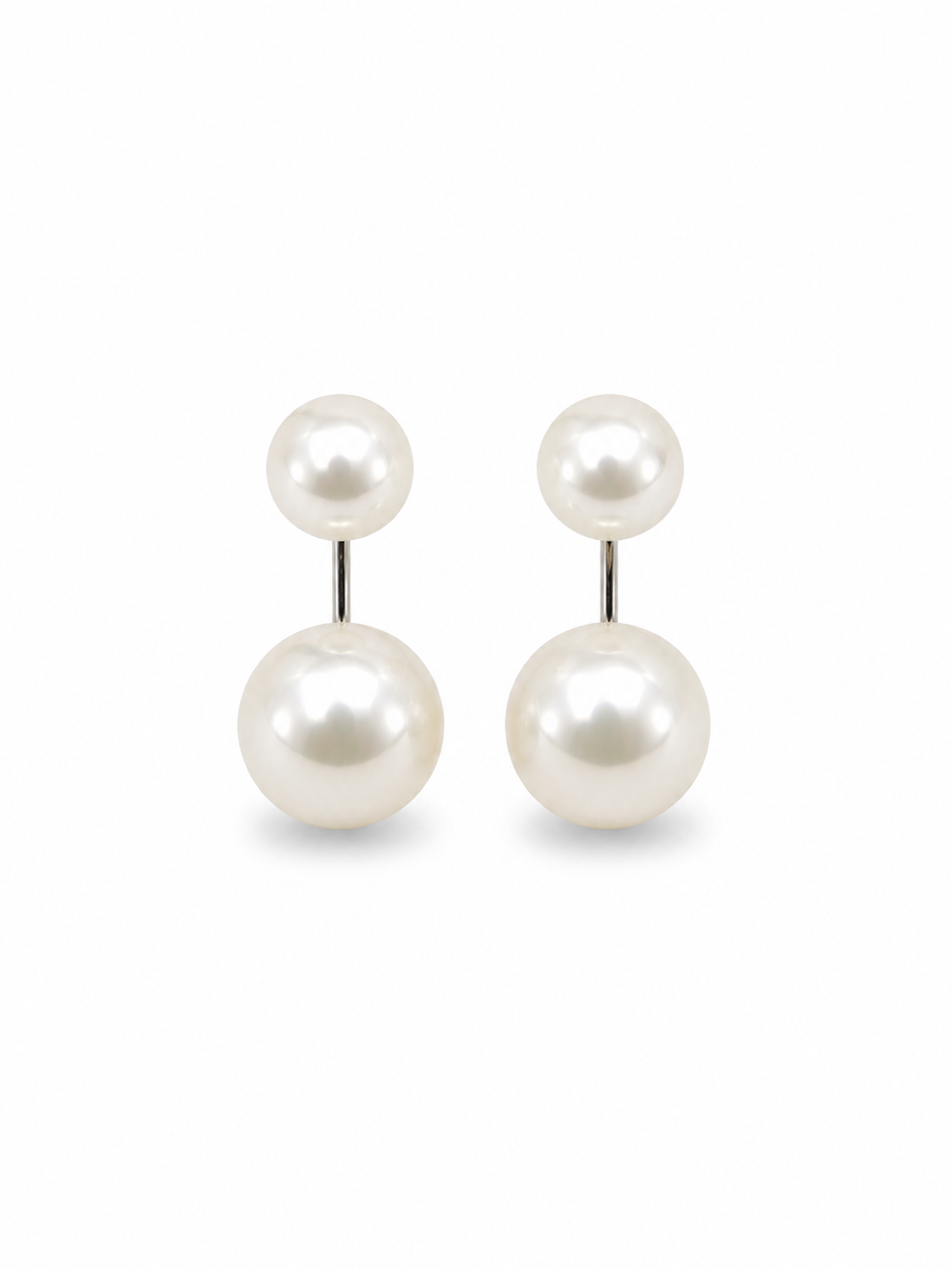 Fresh Water Pearl Double Droop 925 Silver Earring