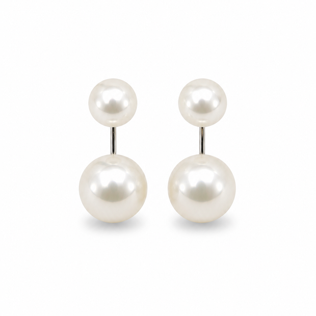 Fresh Water Pearl Double Droop 925 Silver Earring