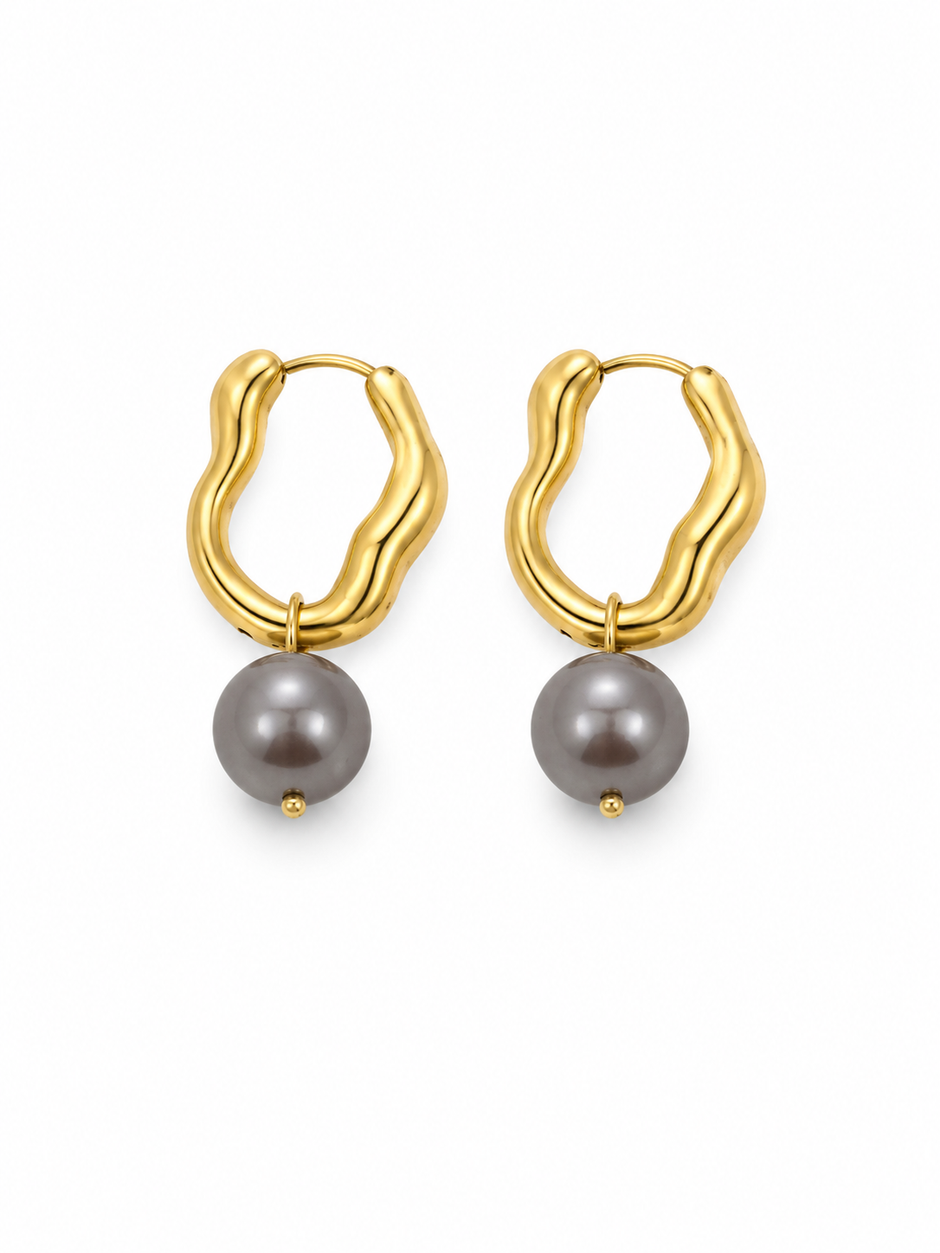 Pearl Shell With Stainless Steel Loop Earring