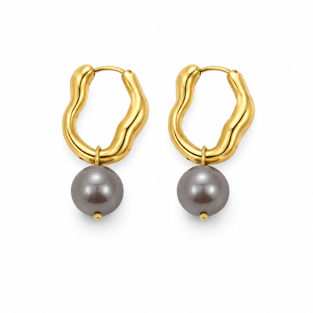Pearl Shell With Stainless Steel Loop Earring