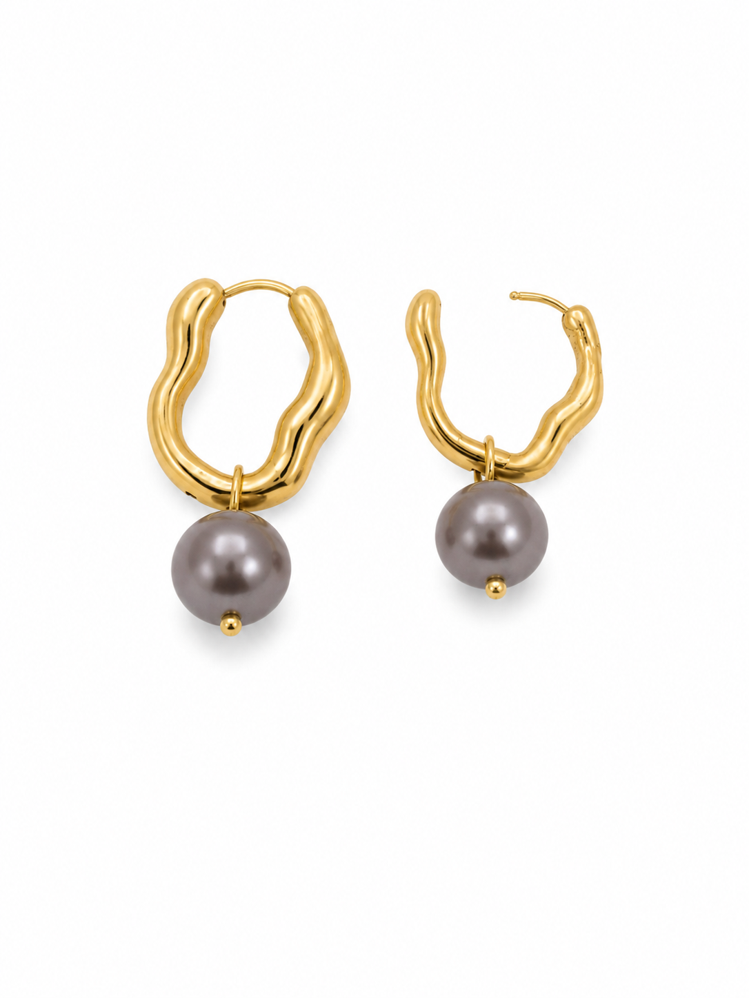 Pearl Shell With Stainless Steel Loop Earring