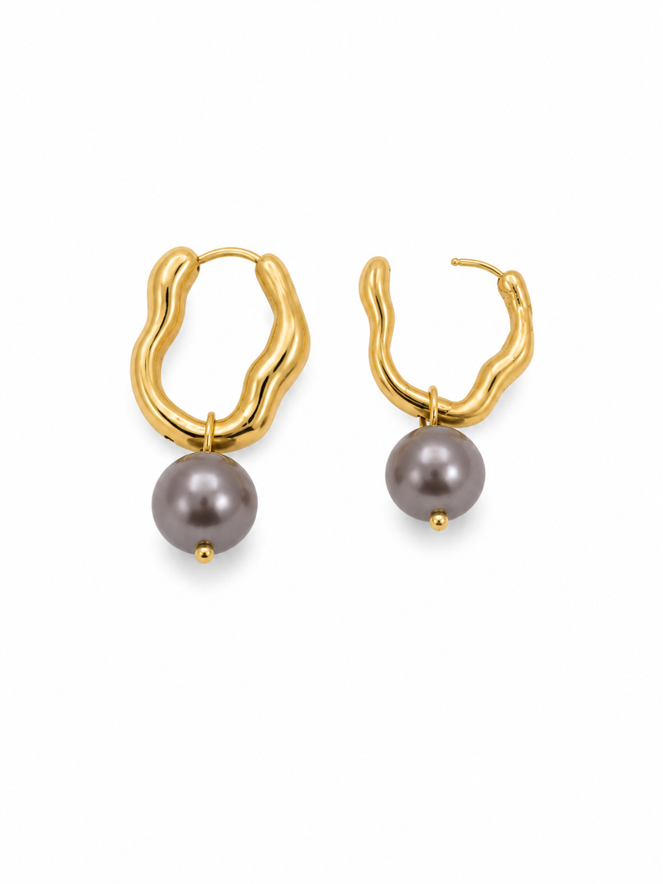 Pearl Shell With Stainless Steel Loop Earring